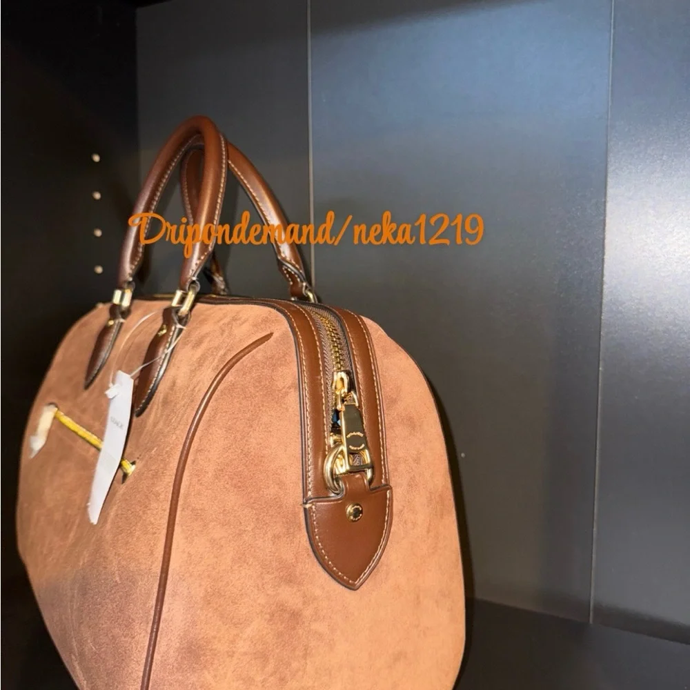 Coach Rowan Large Satchel Bag in Suede - Picture 3 of 15